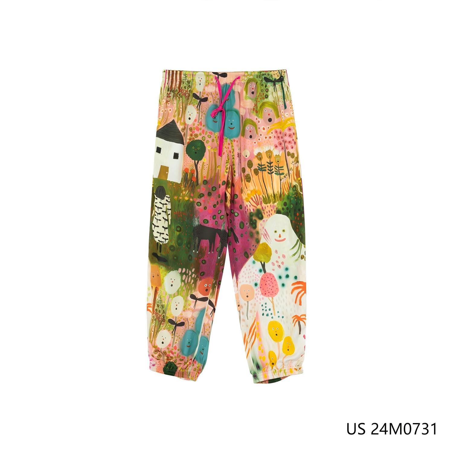 Men's  100% Rayon Printed Drawstring Trousers