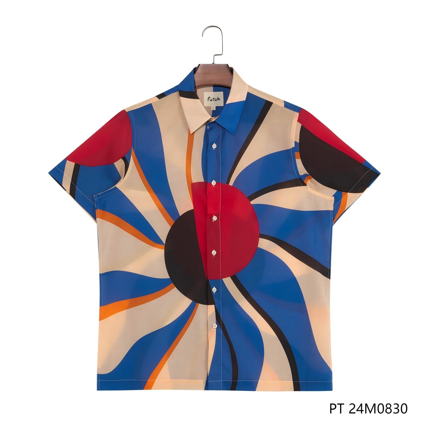 Men's Customizable Prinetd Square Collar Short Sleeve Button Down Shirts