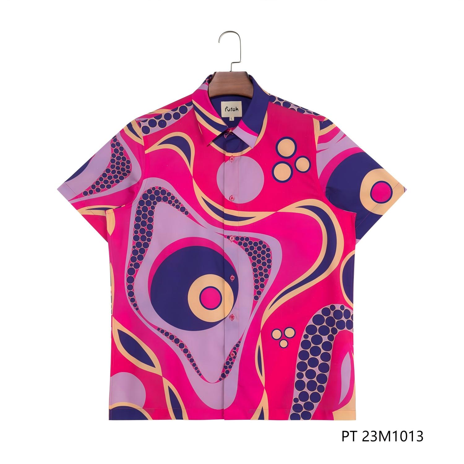 Men's Customizable  Printed Squared Collar Short Sleeve Button Down Shirts