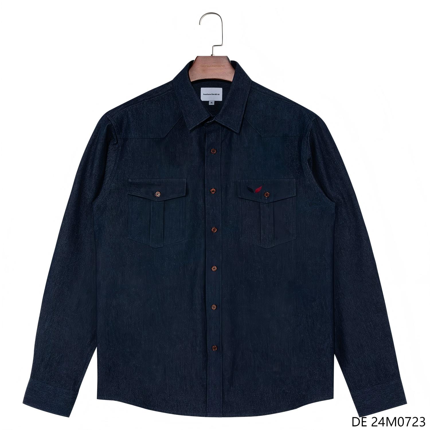 Men's 100% Cotton Embroidered Single Breast Button Down Long Sleeve Shirts