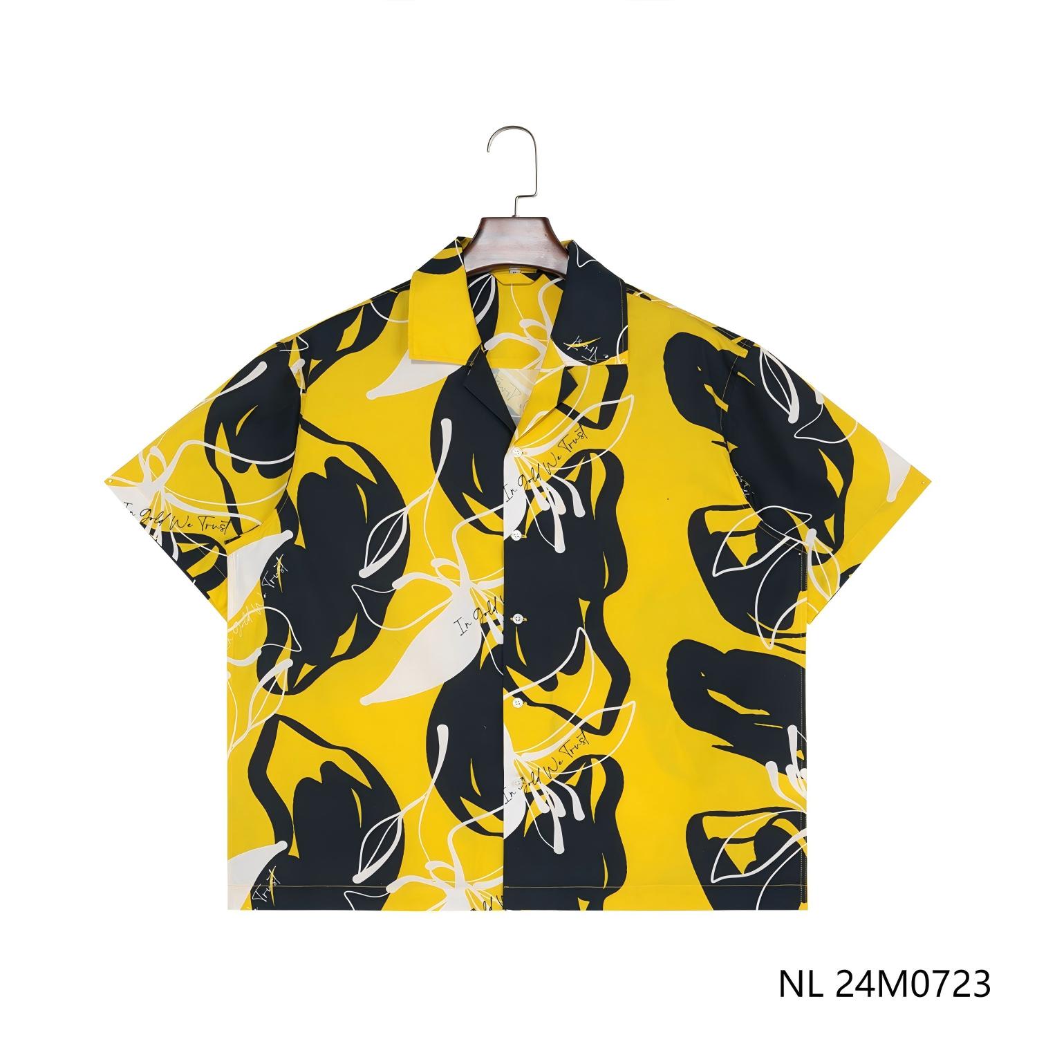 Men's  100% Cotton  Cuba Collar Printed Short Sleeve Button Down Shirts