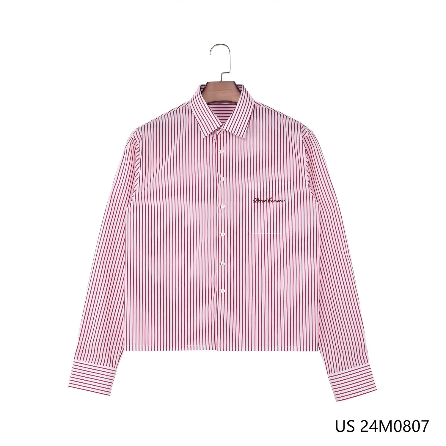 Men's 100% Cotton  Printed Pink And White Stripes Button Down Long Sleeve Shirts