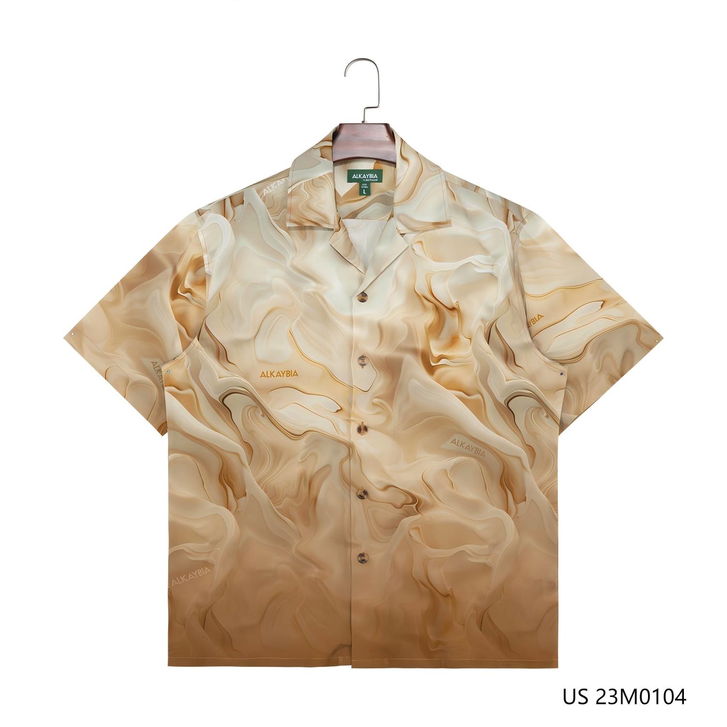 Men's 70% Rayon 30% Tencel  Printed Short Sleeve Button Down Shirts