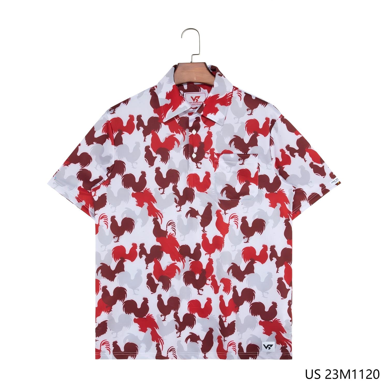 Men's 88% Polyester 12% Spandex Printing Short Sleeve Half-cut Placket Shirts