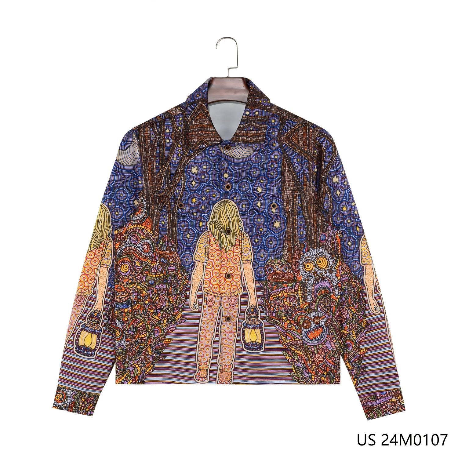 Men's 100% Cotton Printed Button Down Long Sleeve Shirts
