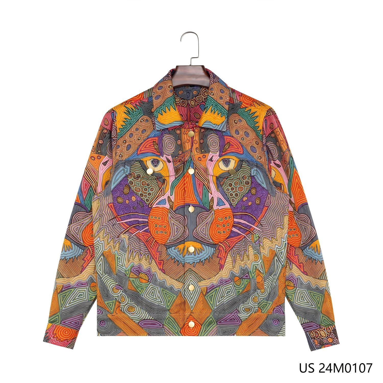 Men's 100% Cotton Printed Button Down Long Sleeve Shirts