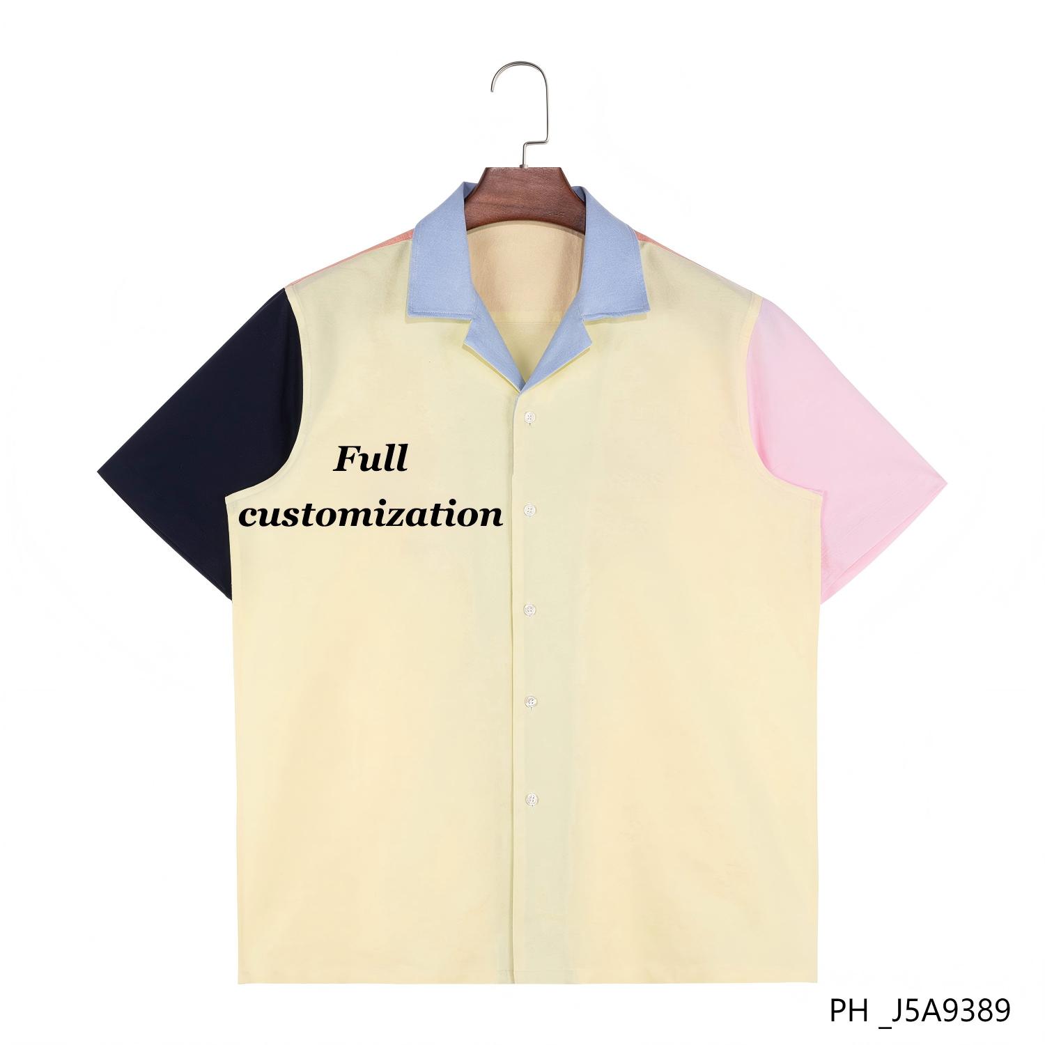 Men's 100% Cotton  Mutiple Colors Patchwork Printed Short Sleeve Button Down Shirts