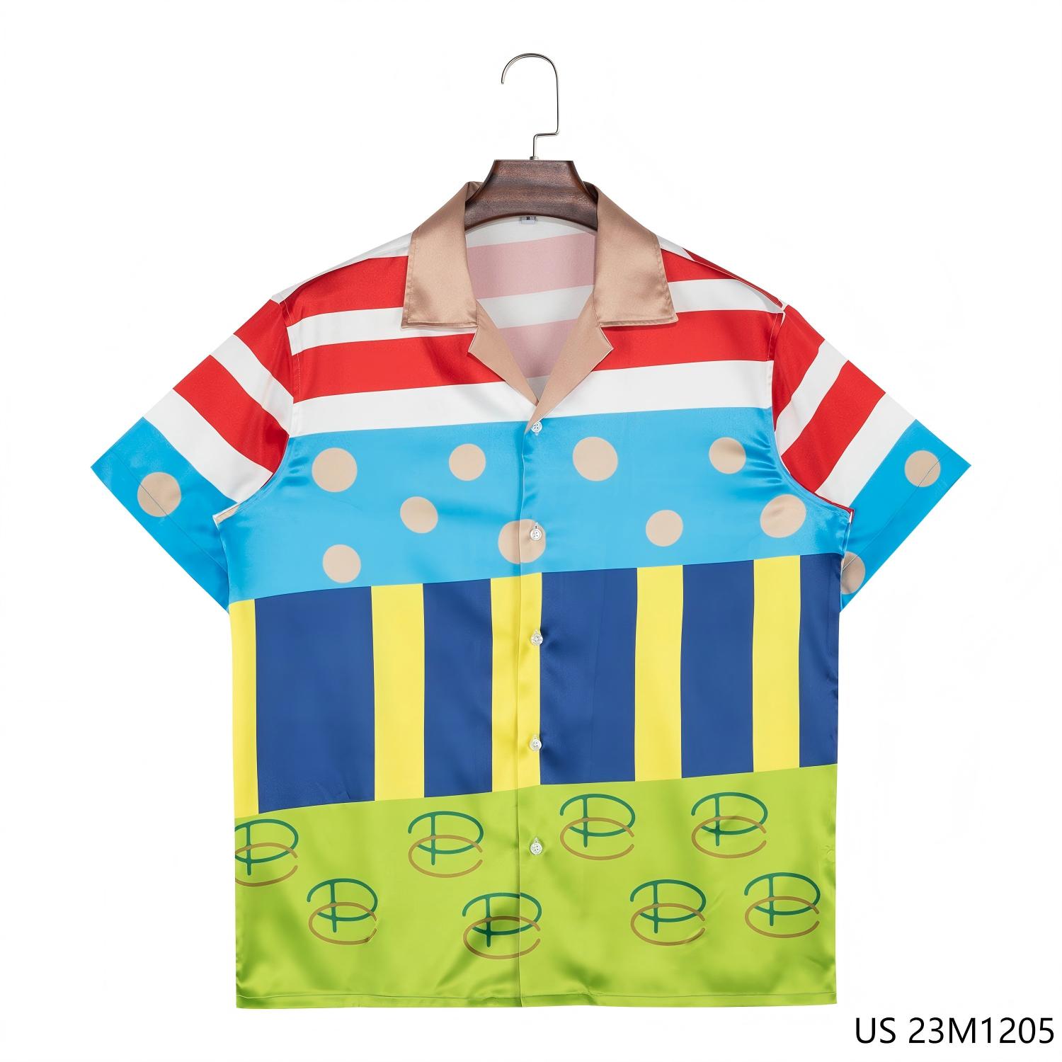 Men's 97% Polyester 3% Spandex Printed Multiple Colors Patchwork Short Sleeve Button Down Shirts