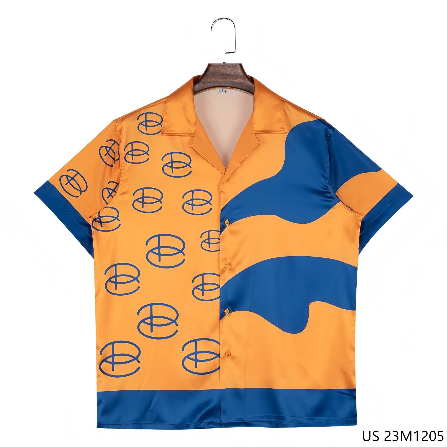 Men's 97% Polyester 3% Spandex Printed Multiple Colors Patchwork Short Sleeve Button Down Shirts