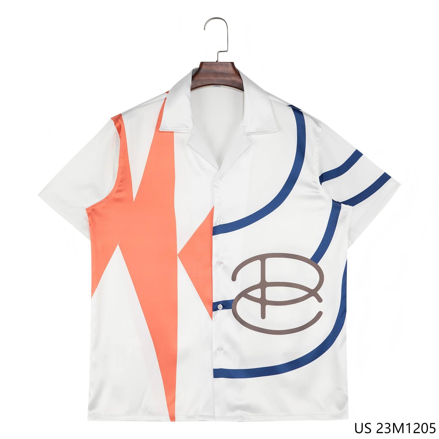 Men's 97% Polyester 3% Spandex Printed Multiple Colors Patchwork Short Sleeve Button Down Shirts