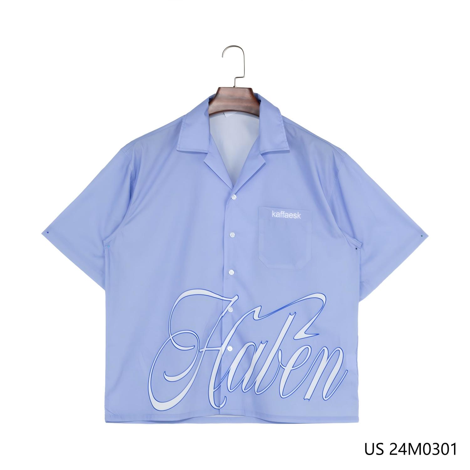 Men's 100% Cotton Printed Short Sleeve Button Down Shirts With Cuban Collar