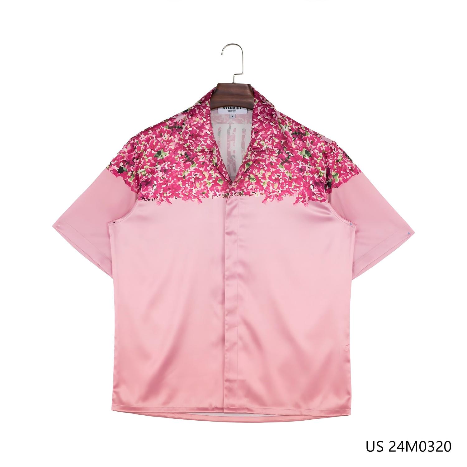Men's 97% Polyester 3% Spandex  Printed Plain Pink Shirts