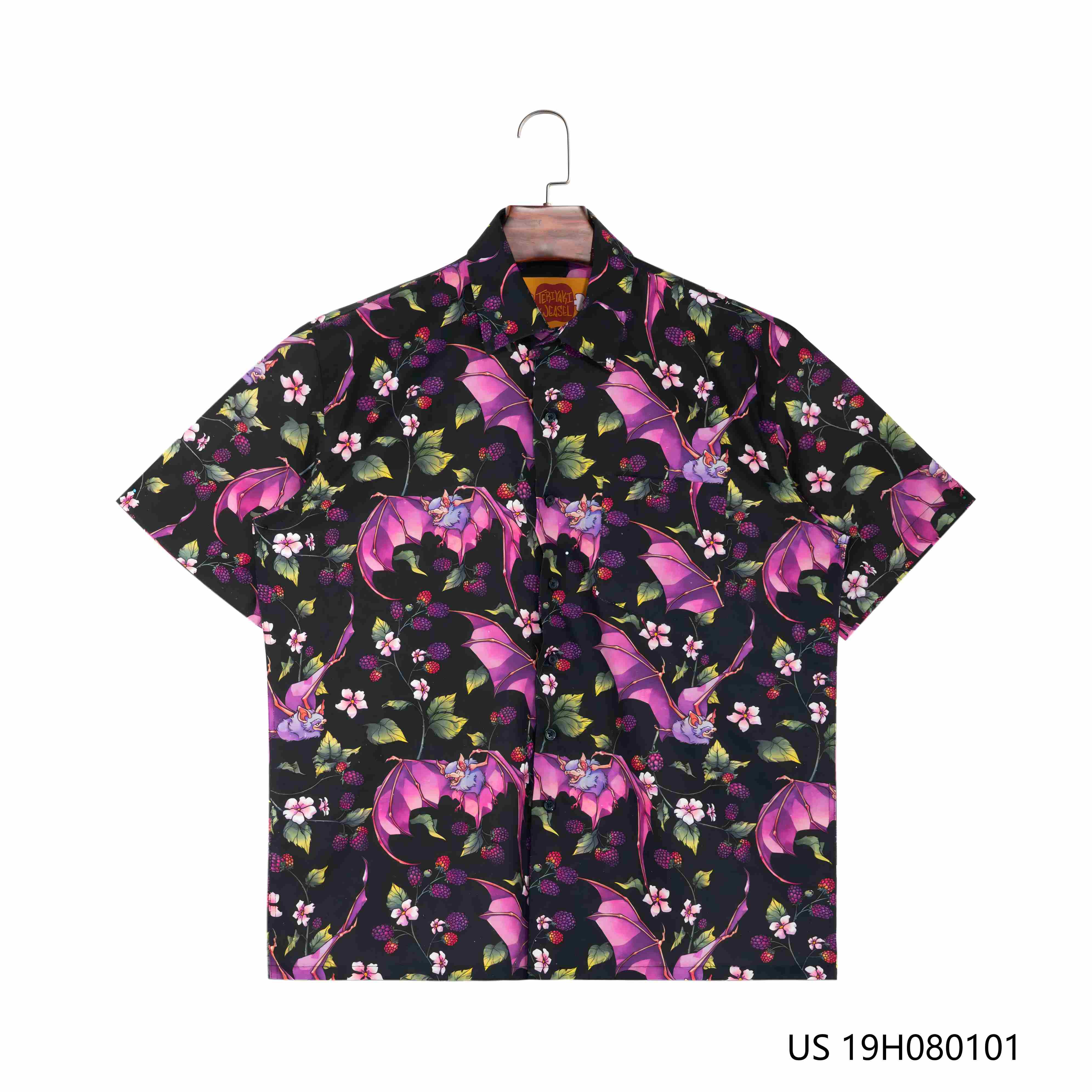Men's  50% Linen 50% Rayon  Printed Short Sleeve Button Down Shirts
