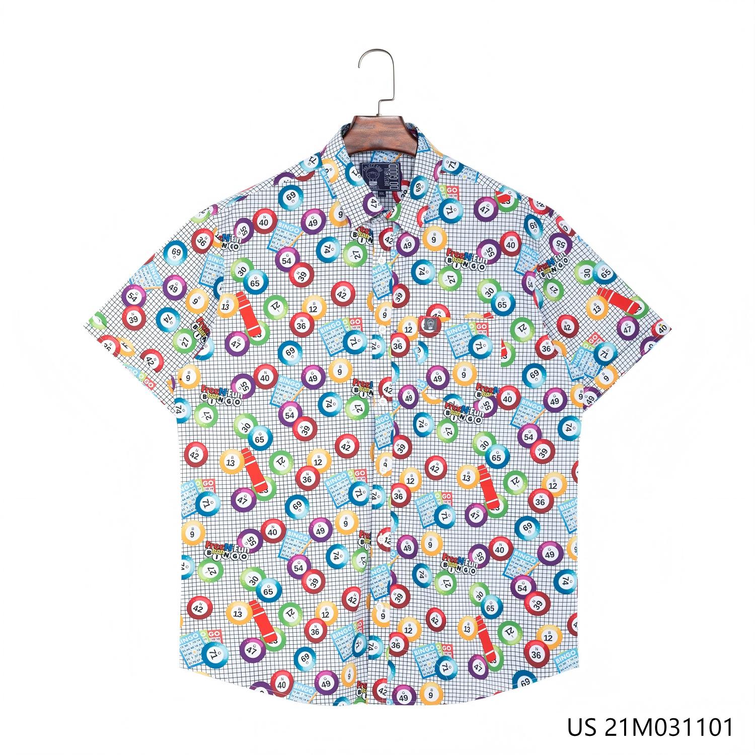 Men's 48% Polyester 37% Recycled 15% Spandex Printing Plaid  Short Sleeve Button Down Shirts