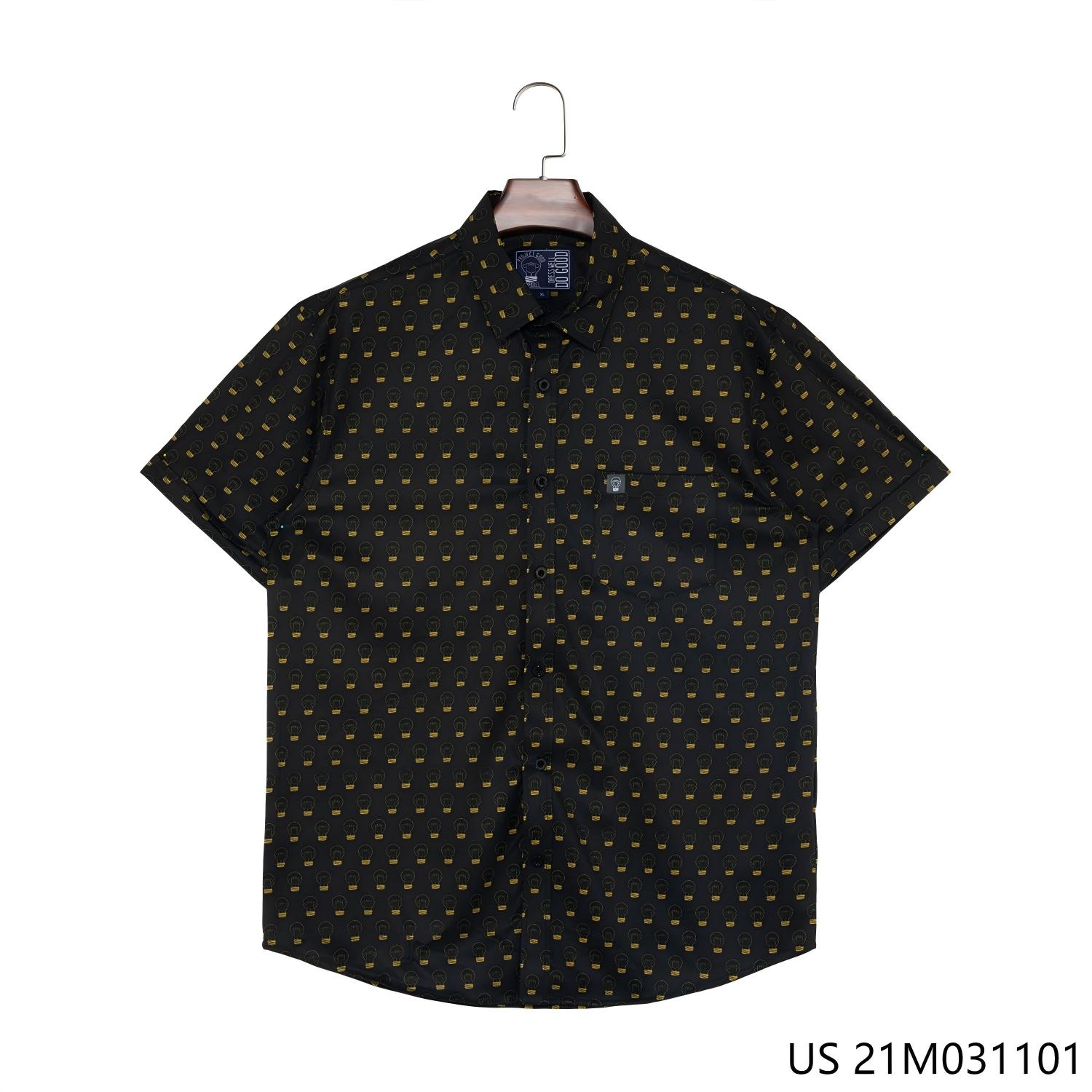 Men's 48% Polyester 37% Recycled 15% Spandex Printing Short Sleeve Button Down Shirts