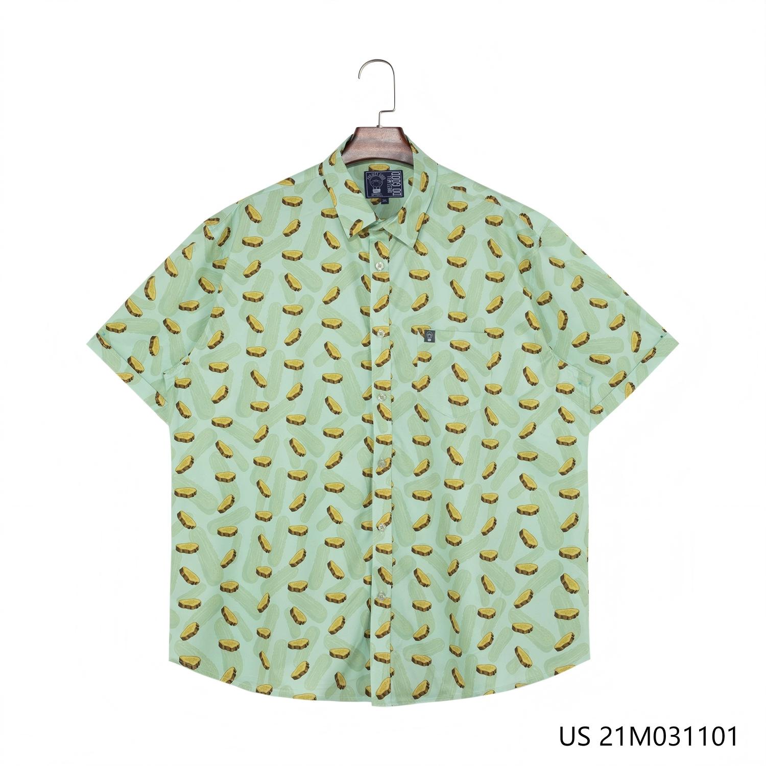 Men's 48% Polyester 37% Recycled 15% Spandex Printing Short Sleeve Button Down Shirts