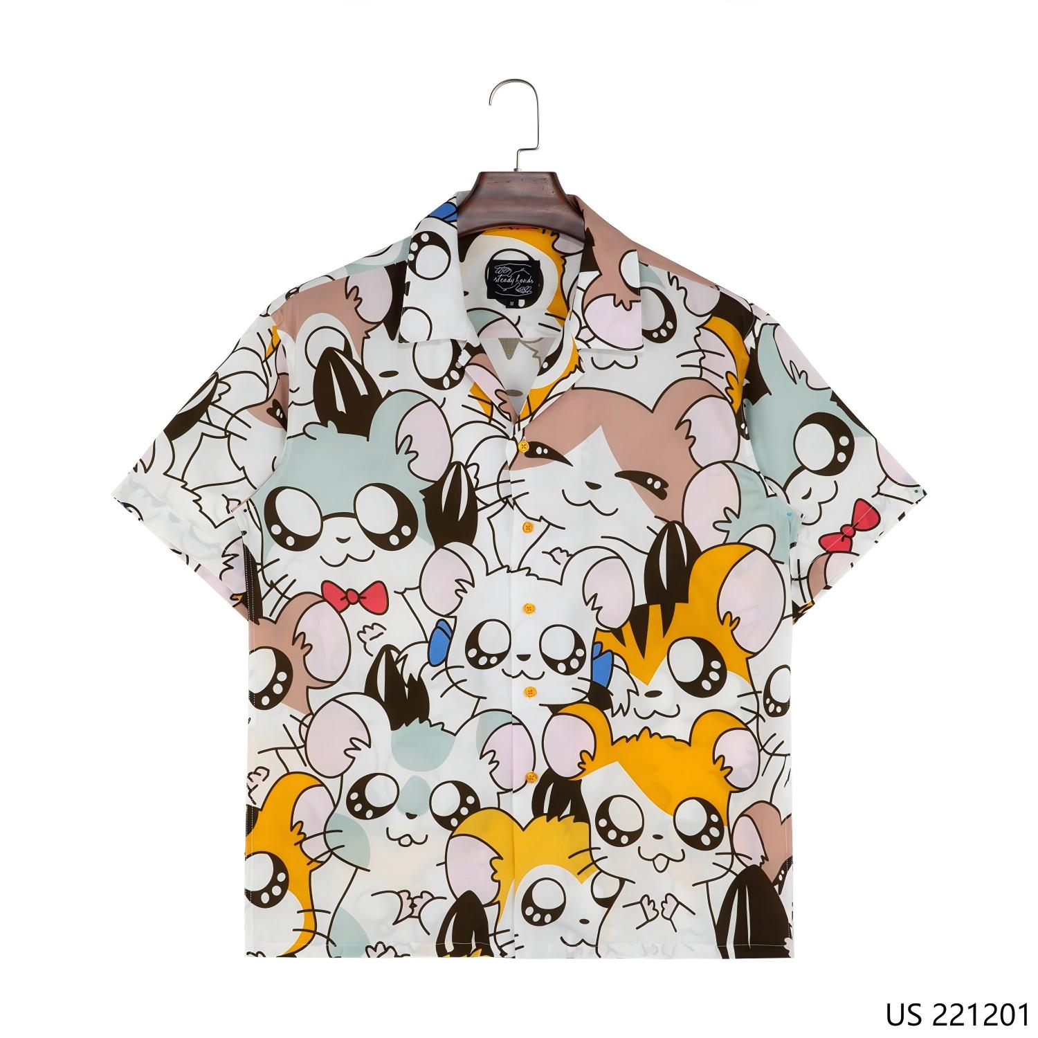 Men's 100% Rayon  Printed Short Sleeve Button Down Shirts