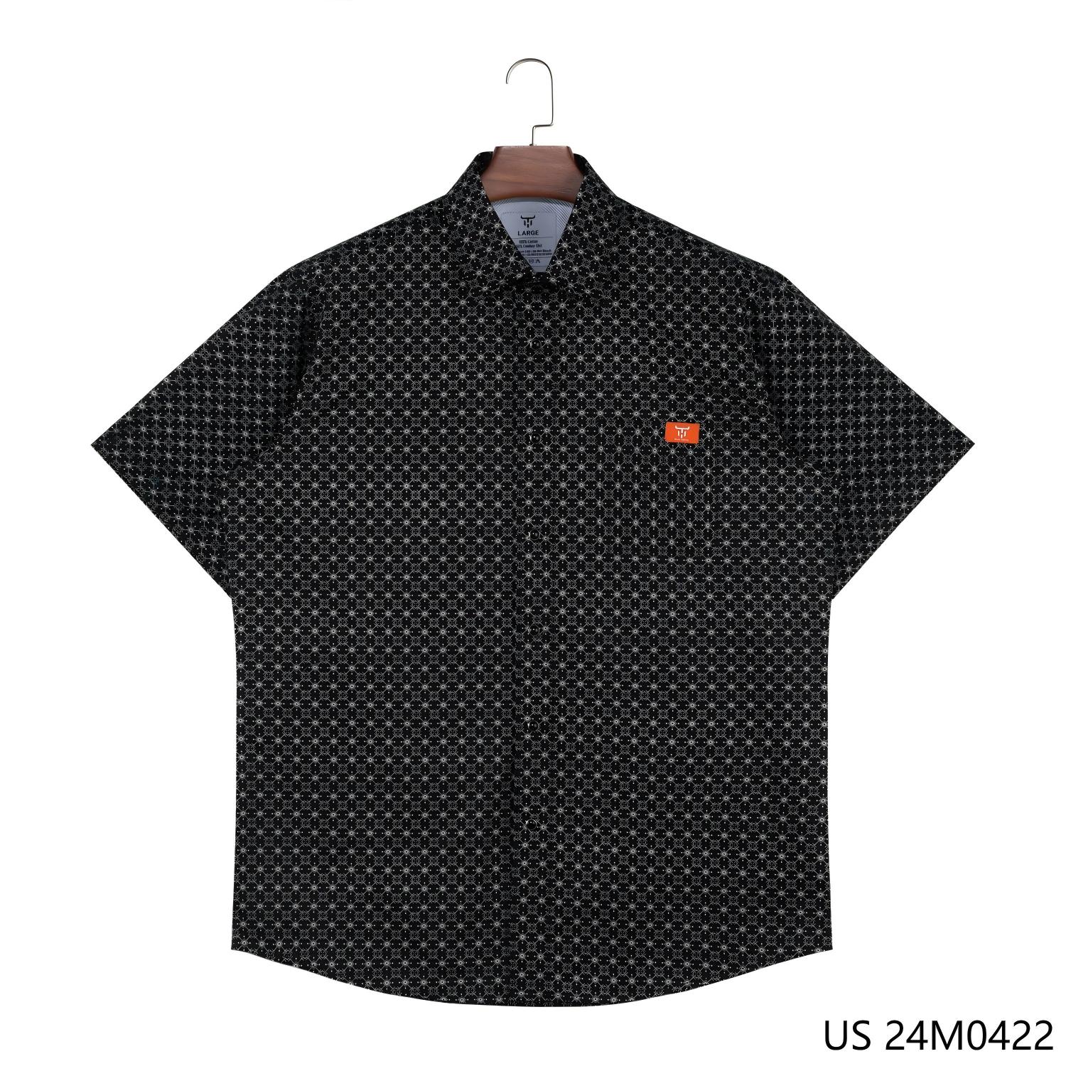 Men's 100%  Cotton  Printing On The Background  Plaid Short Sleeve Button Down Shirts