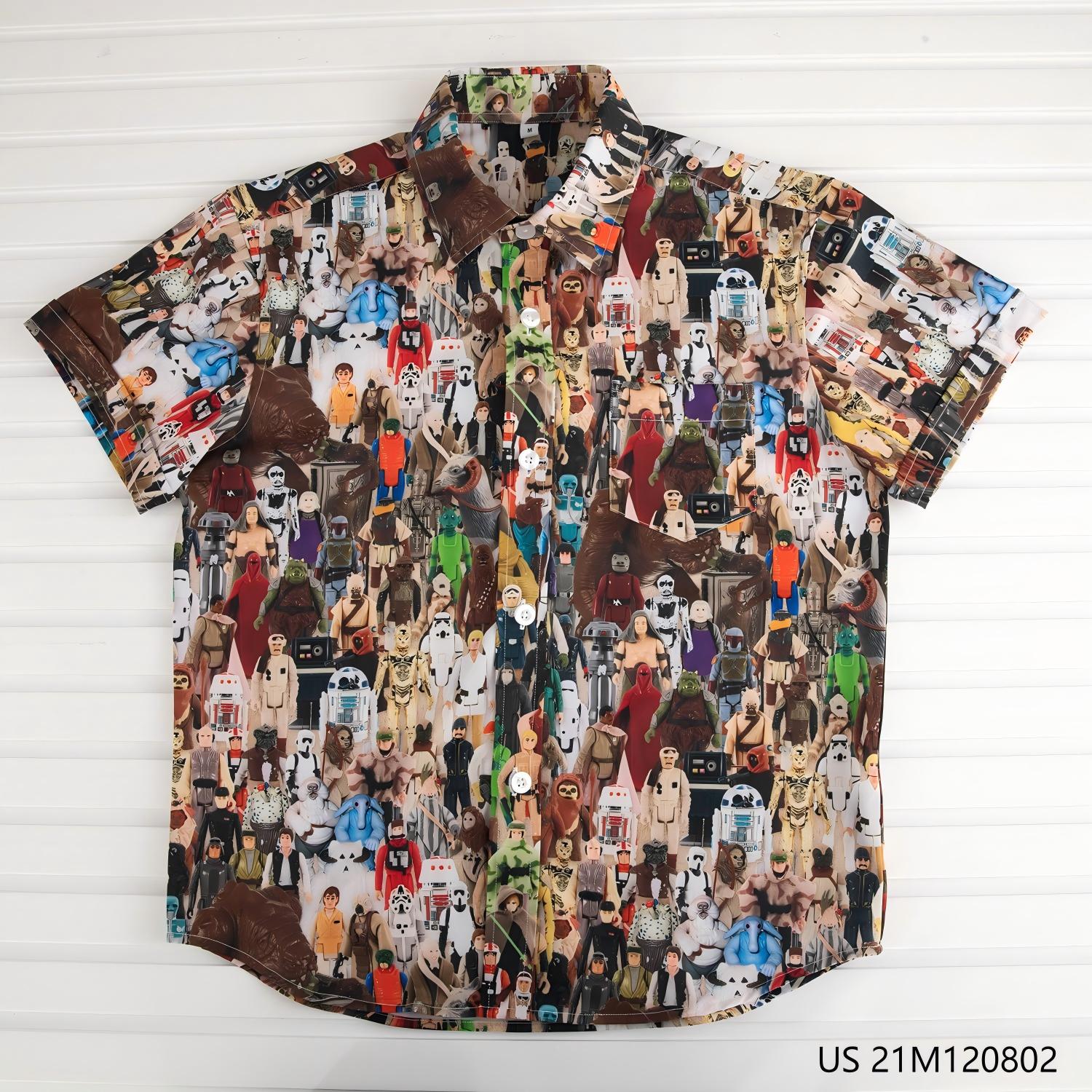 Children's 48% Polyester 37% Recycled 15% Spandex Printed Short Sleeve Button Down Shirts