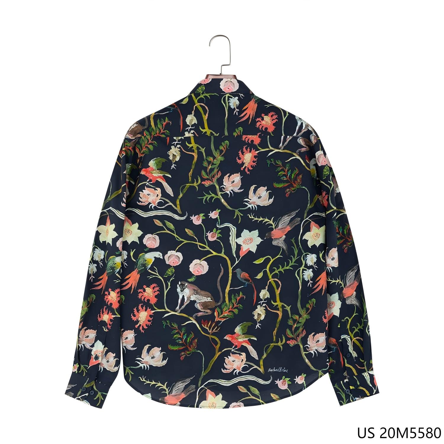 Men's 94% Tencel 6% Linen Printed Button Down Long Sleeve Shirts
