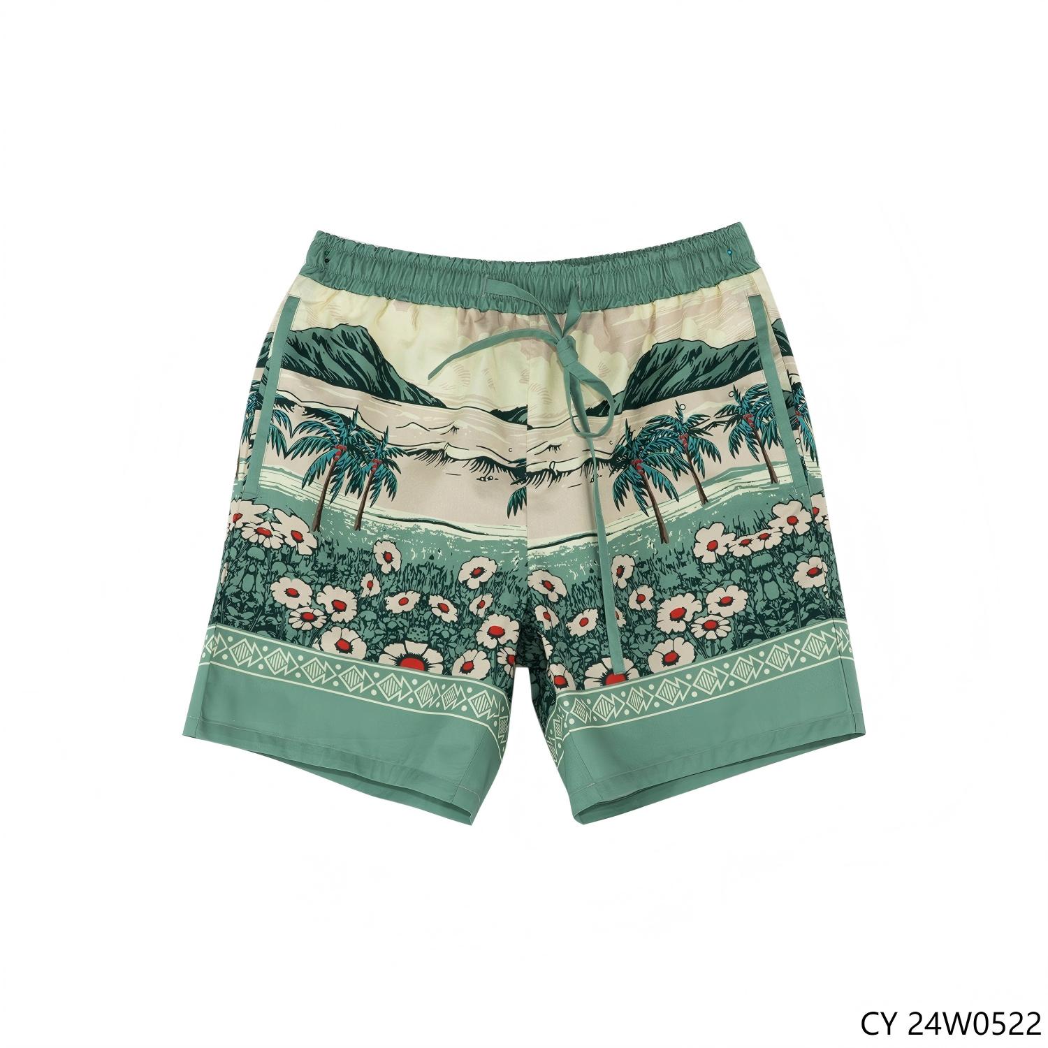 Men's 100% Cotton Printed  Drawstring Shorts