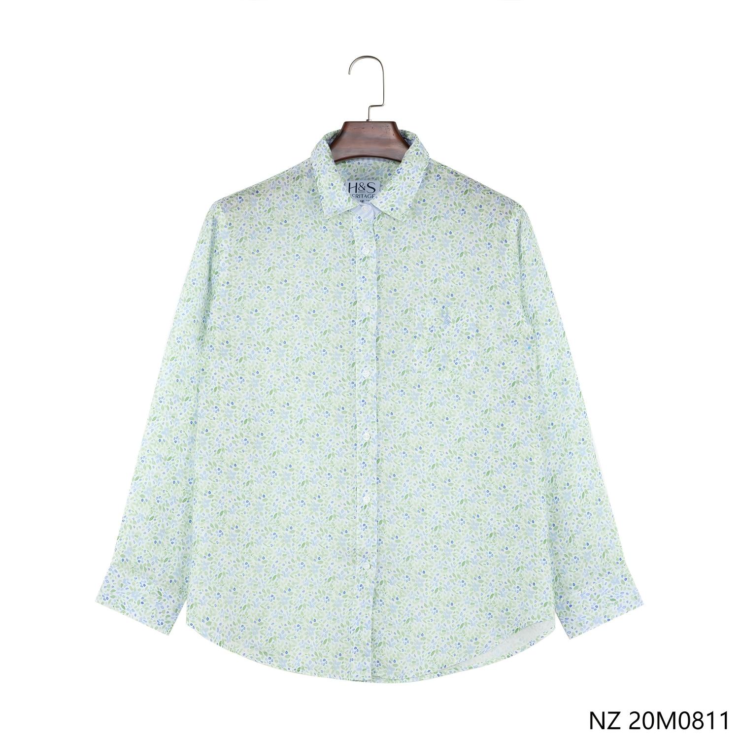 Men's 100% Linen Printing  Button Down Shirts Long Sleeve With Collar Linen