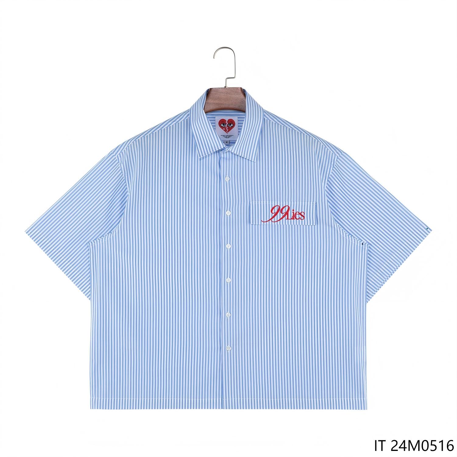 Men's 100% Cotton Stripes Short Sleeve Button Down Shirts