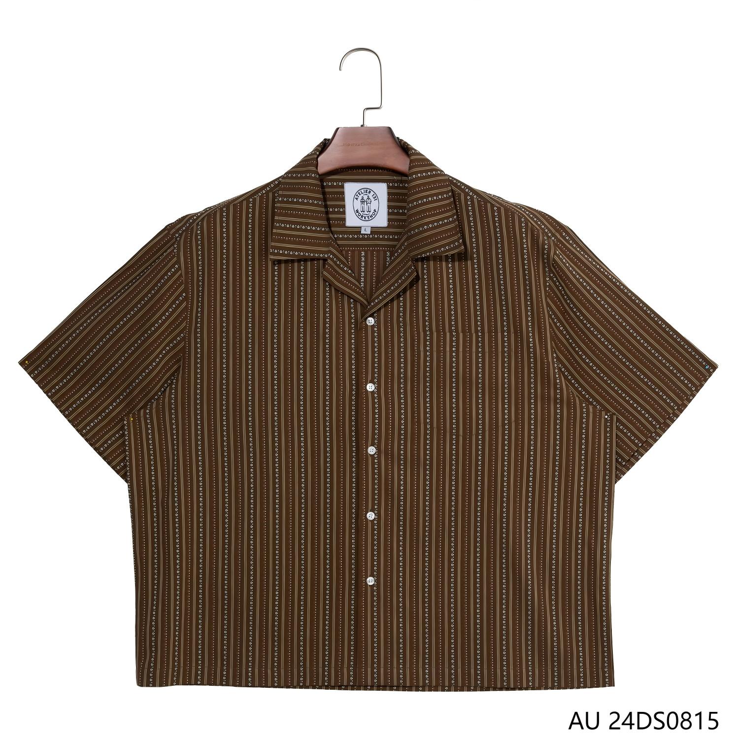 Men's Stripes Alternating With Each Other Short Sleeve Button Down Shirts
