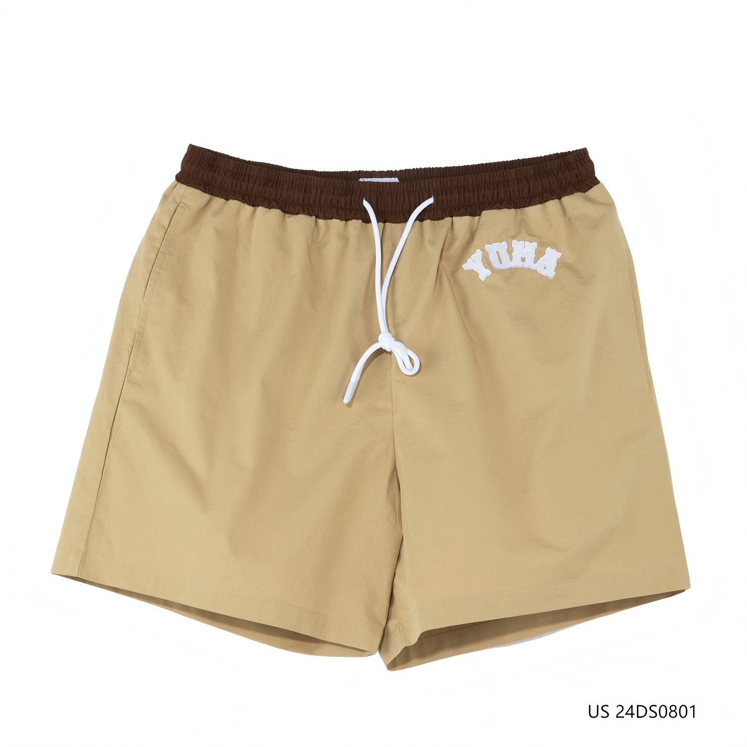Men's 100% Cotton Embroidered Contrast Color String-fastened Shorts
