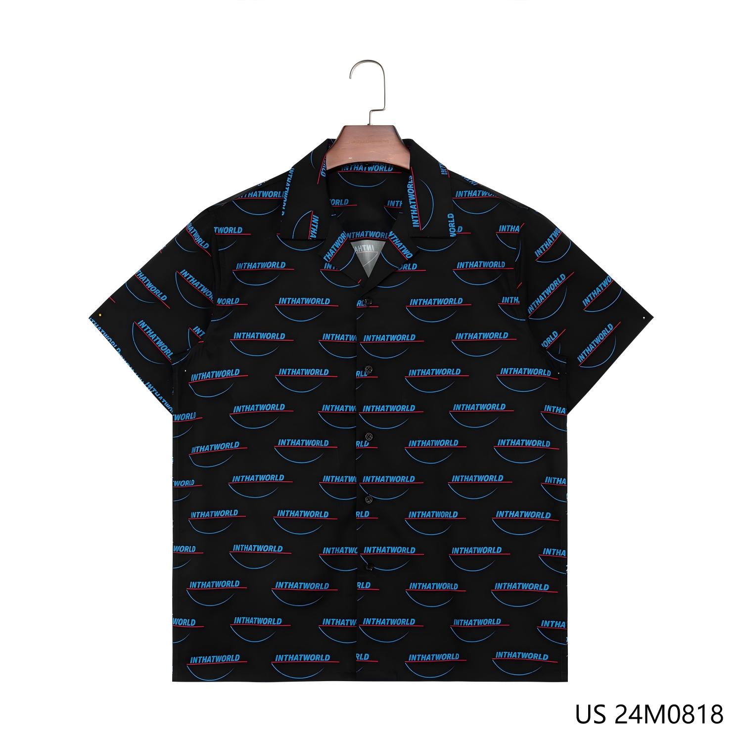 Men's 100 % Cotton Printed Short Sleeve Button Down Shirts