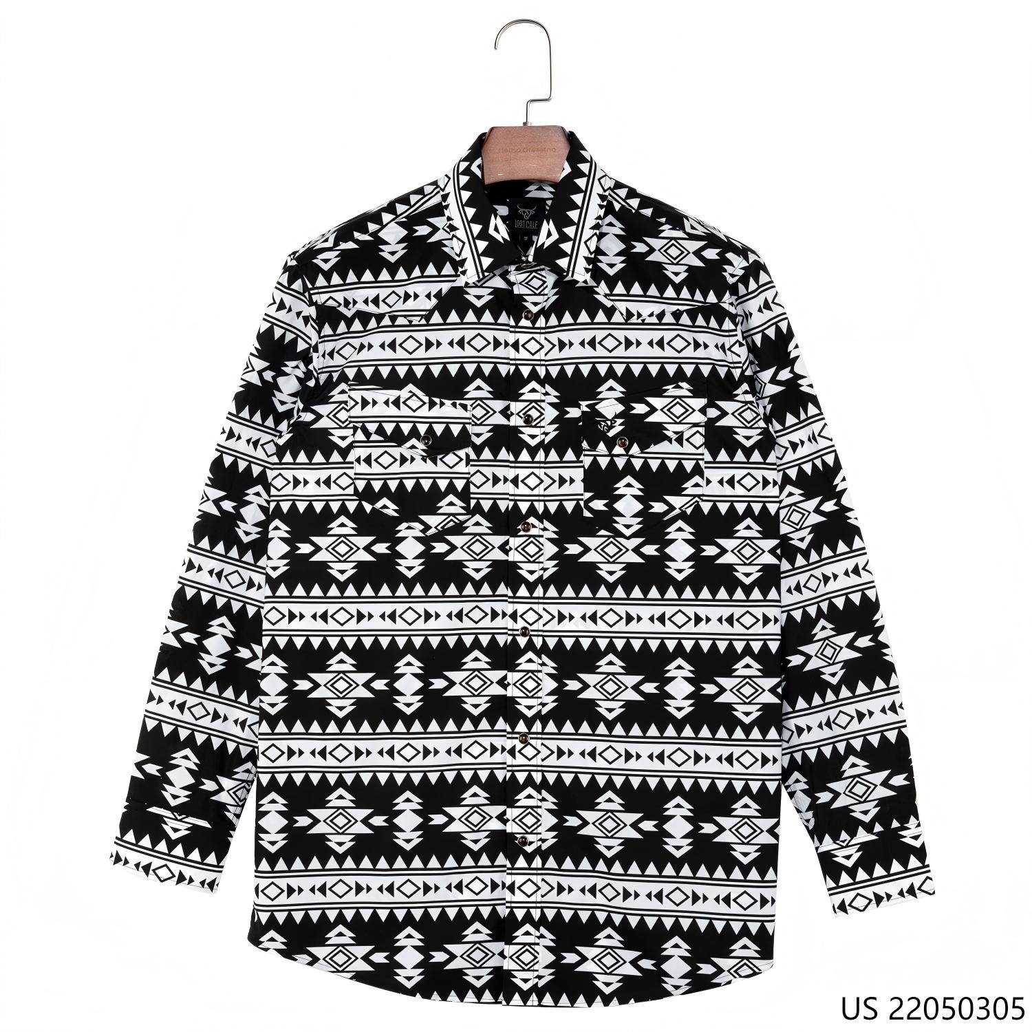 Men's 100% Cotton Black And White  High-end Customizable Button Down Long Sleeve Shirts