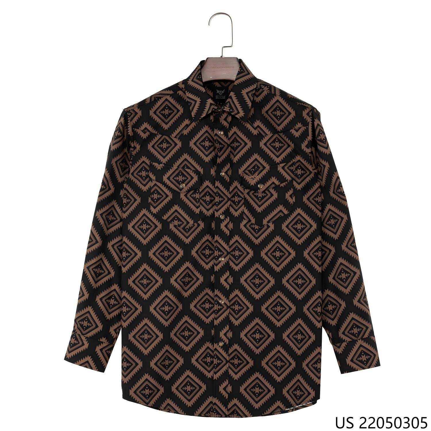 Men's 100% Cotton Black And Coffee  High-end Customizable Button Down Long Sleeve Shirts