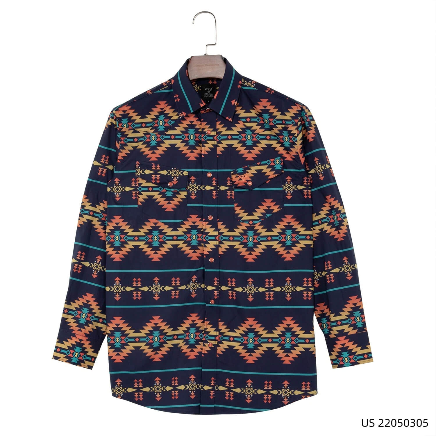 Men's 100% Cotton Blue And Orange High-end Customizable Series Of  Button Down Long Sleeve Shirts