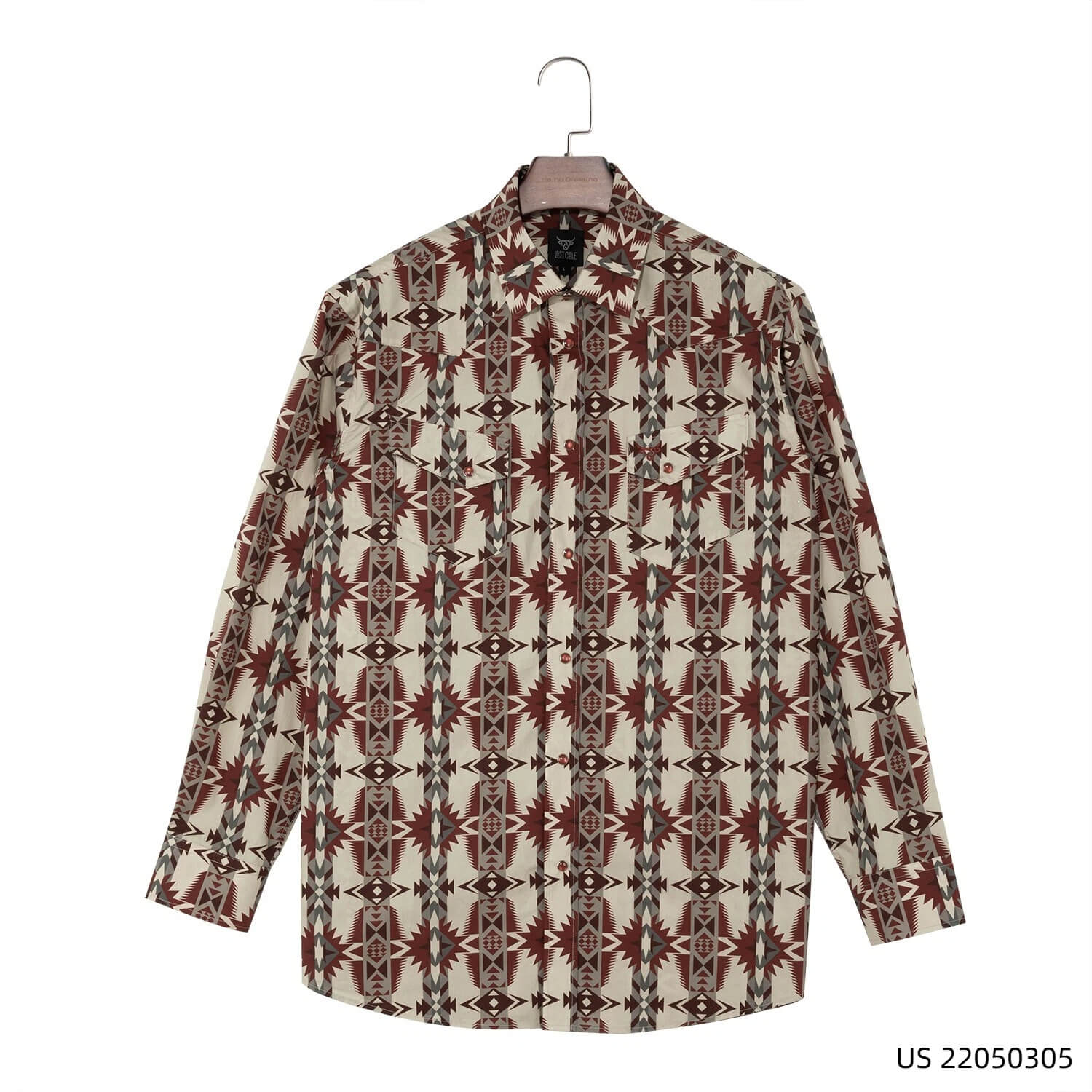 Men's 100% Cotton Khaki Red Customizable  Button Down Long Sleeve Shirts