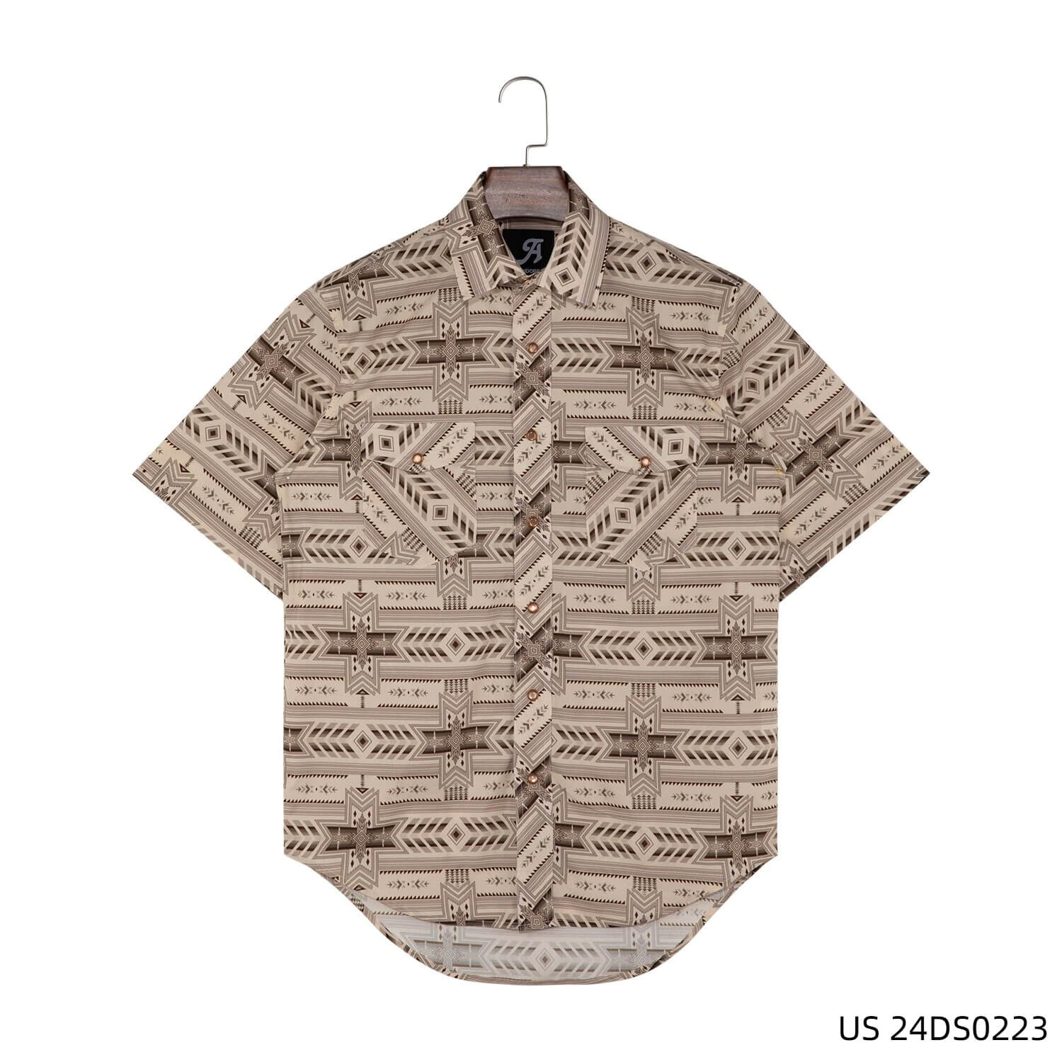 Men's 100% Cotton Light Brown Short Sleeve Button Down Shirts