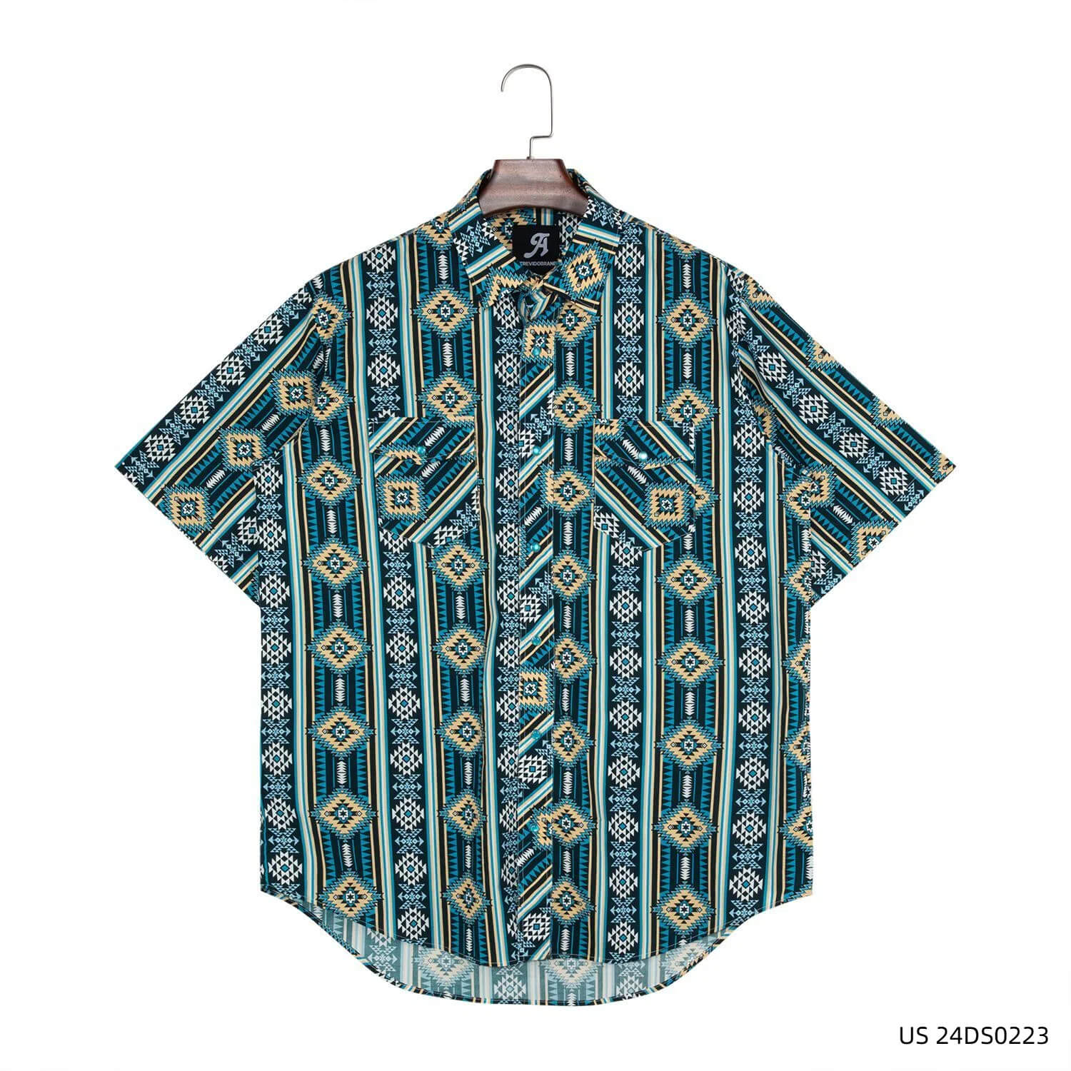 Men's 100% Cotton Green Short Sleeve Button Down Shirts