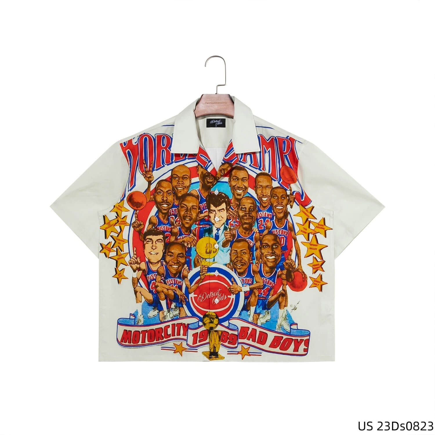 Men's 100% Cotton Short Sleeve Button Down Shirts With Portraits Of The Characters Printed On The Front