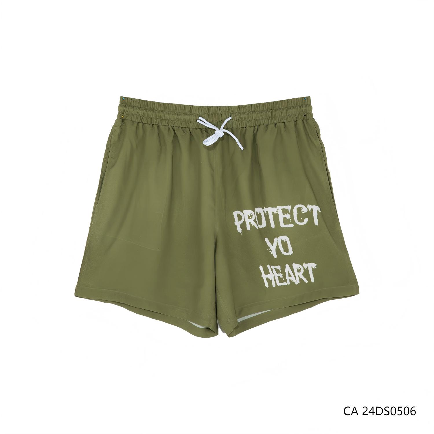 Men's 100% Viscose Doubled Sides Printing Dark Green Shorts