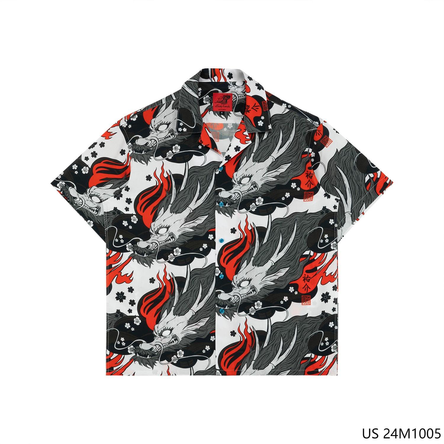 Men's 100% Rayon Printing Short Sleeve  Button Down Shirts
