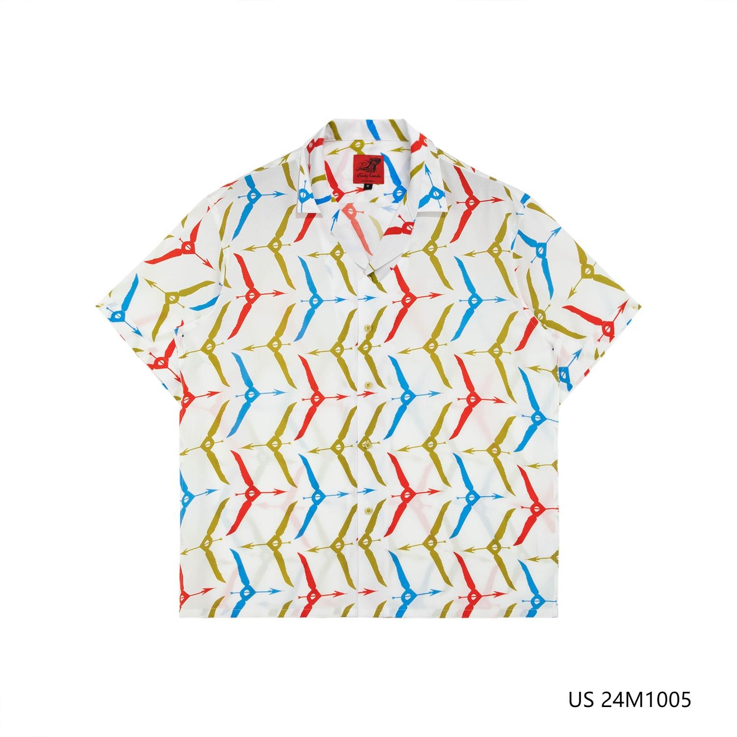 Men's 100% Rayon Printing Short Sleeve Button Down Shirts
