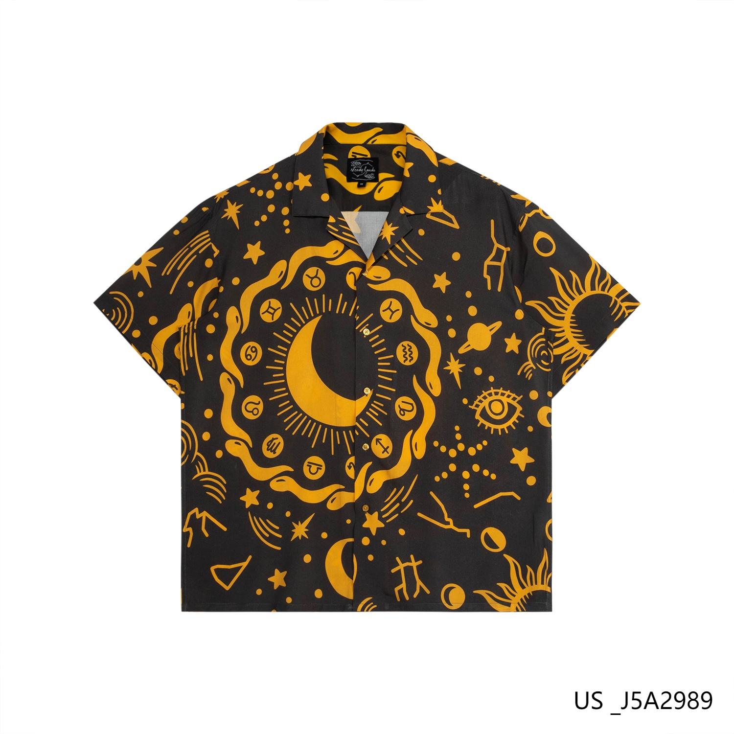 Men's 100% Rayon Printed Short Sleeve Button Down Shirts