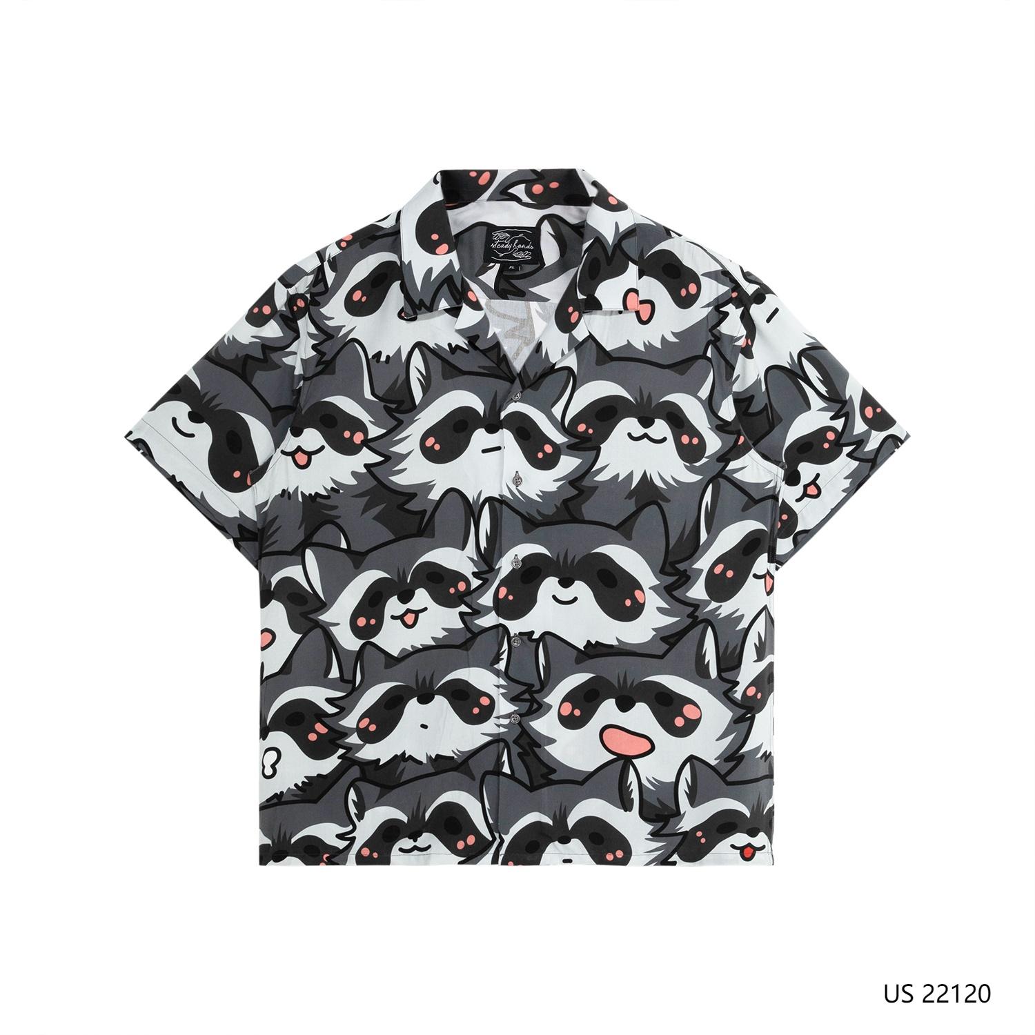 Men's 100% Rayon Printed Short Sleeve Button Down Shirts