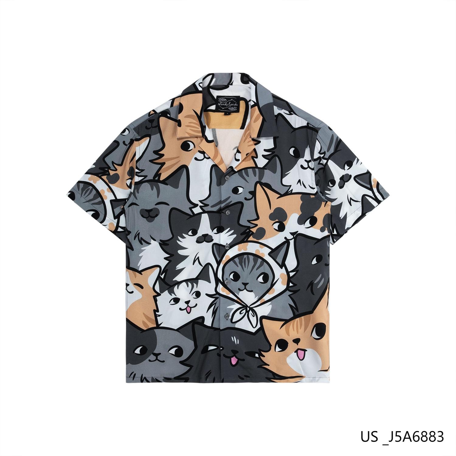 Men's 100% Rayon Printed Short Sleeve Button Down Shirts