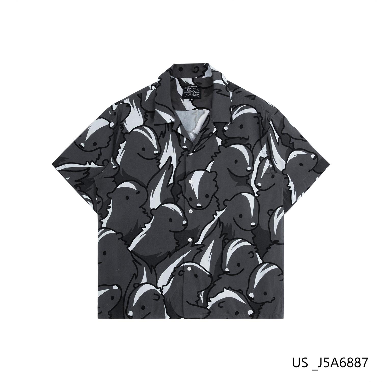 Men's 100% Rayon Printed Short Sleeve Button Down Shirts