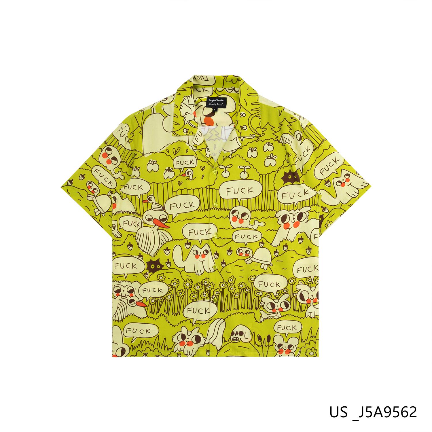 Men's 100% Rayon Printed Short Sleeve Button Down Shirts
