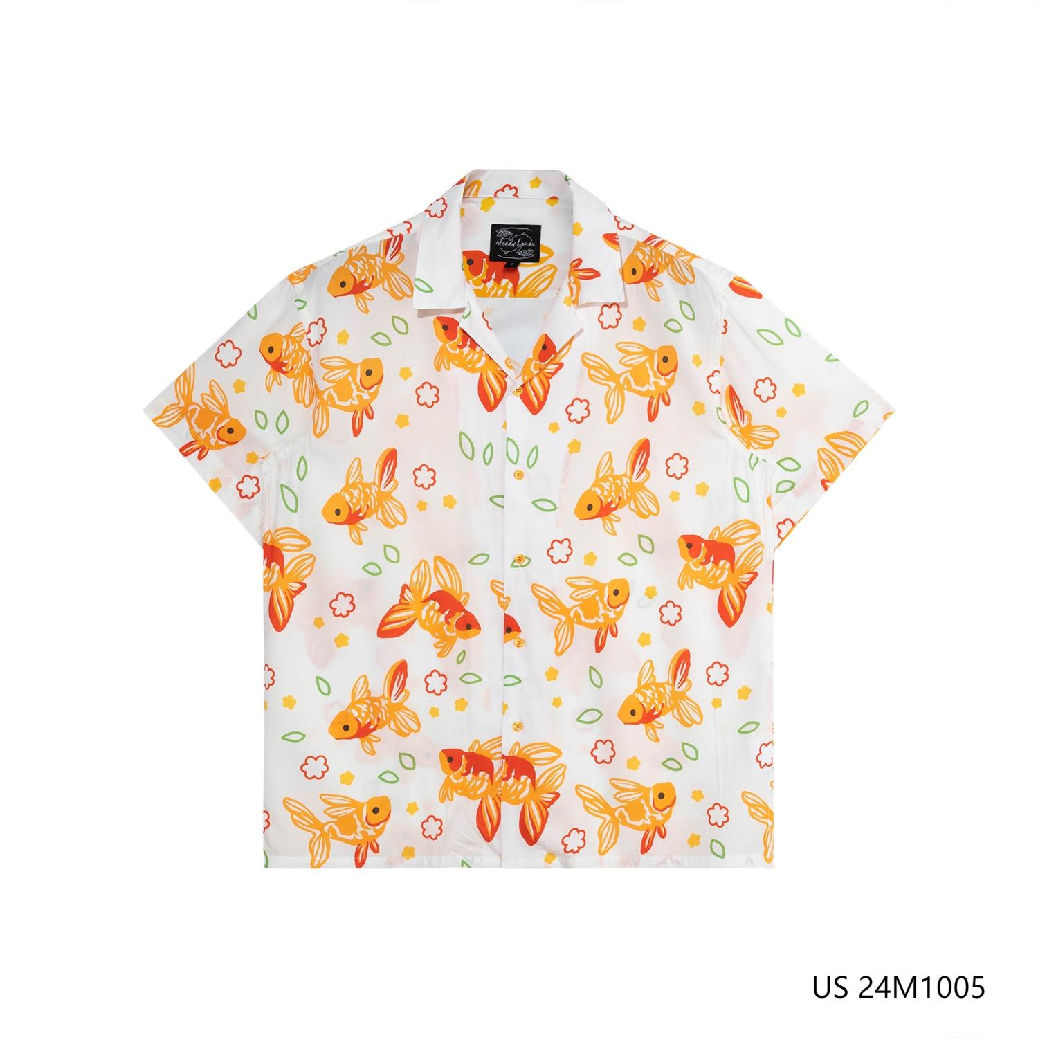 Men's 100% Rayon Printed Short Sleeve Button Down Shirts