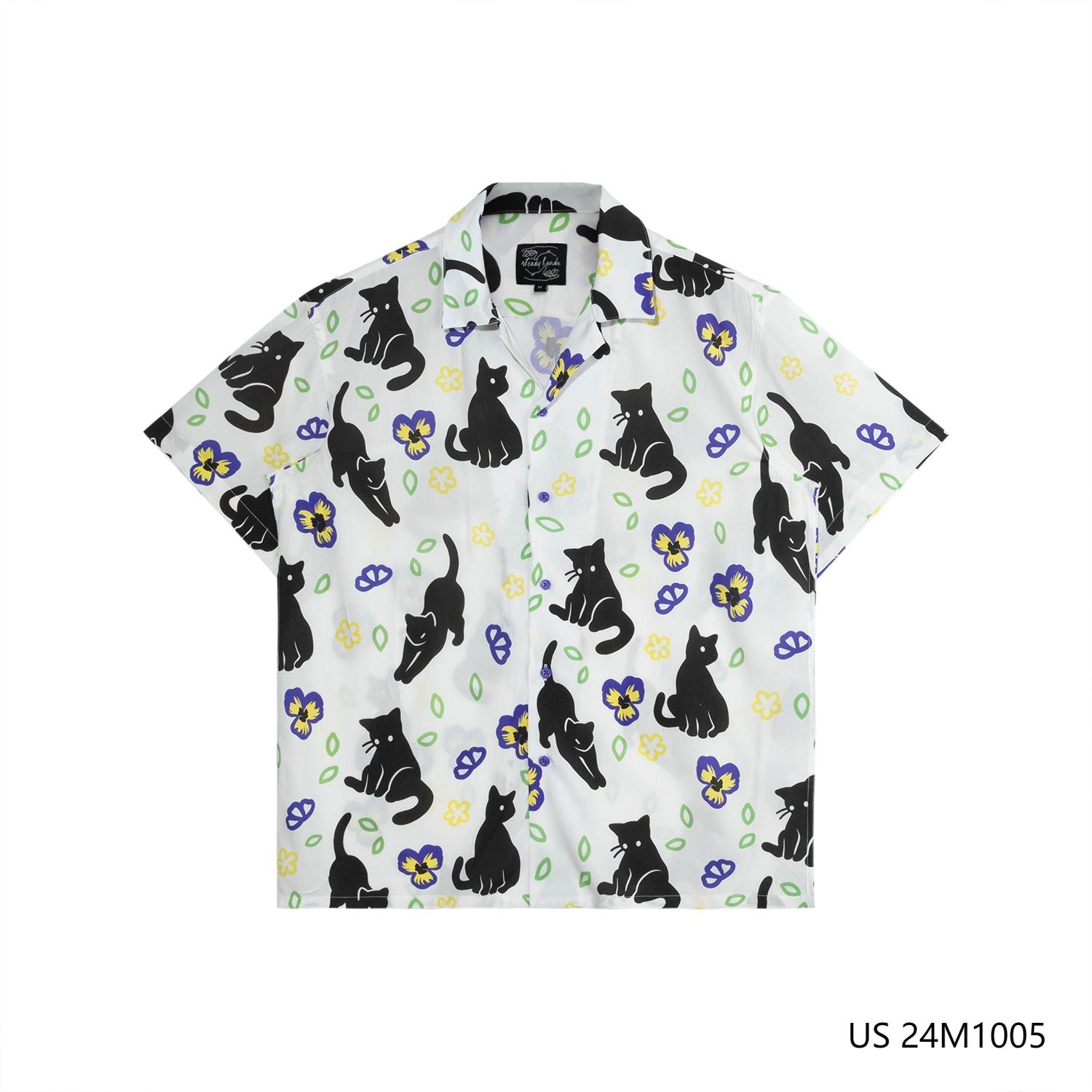 Men's 100% Rayon Printed Short Sleeve Button Down Shirts