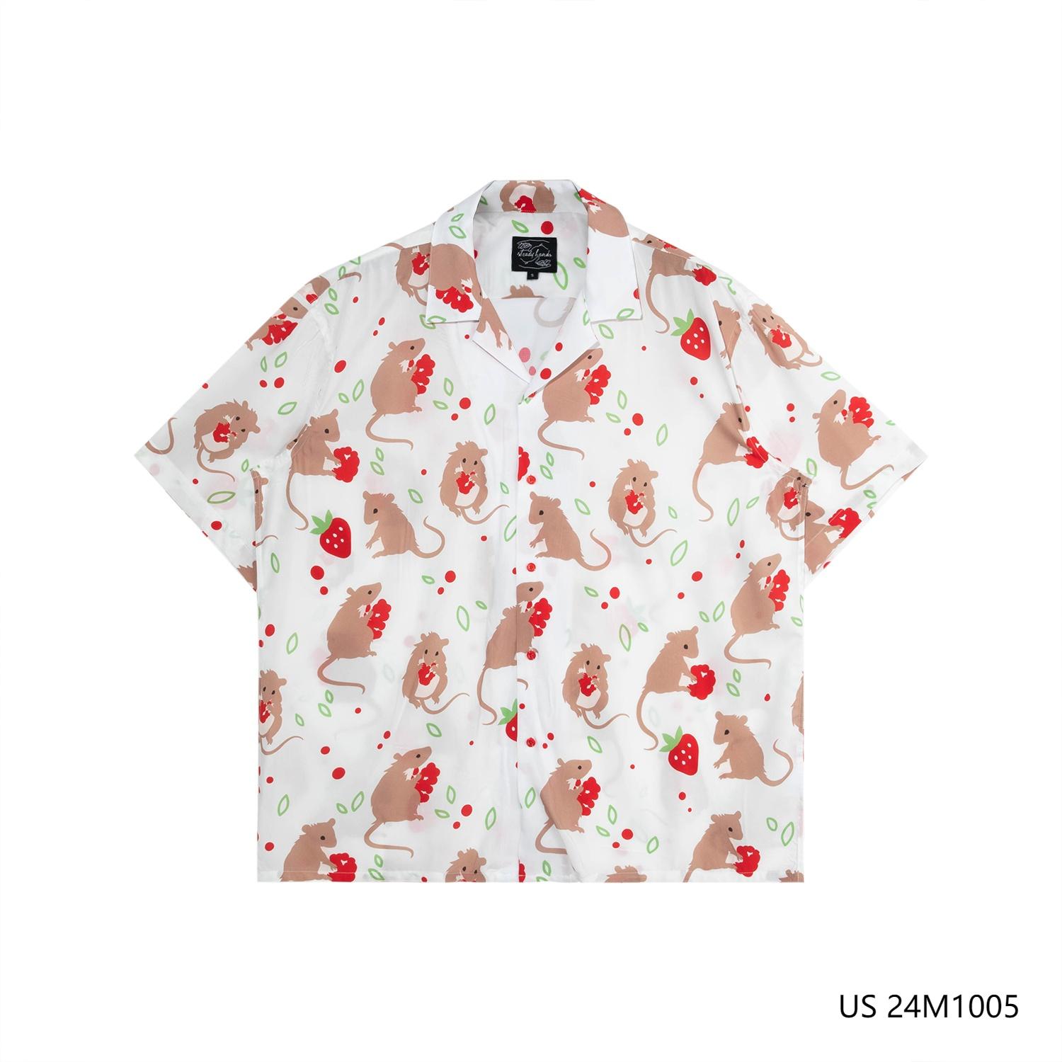 Men's 100% Rayon Printed Short Sleeve Button Down Shirts