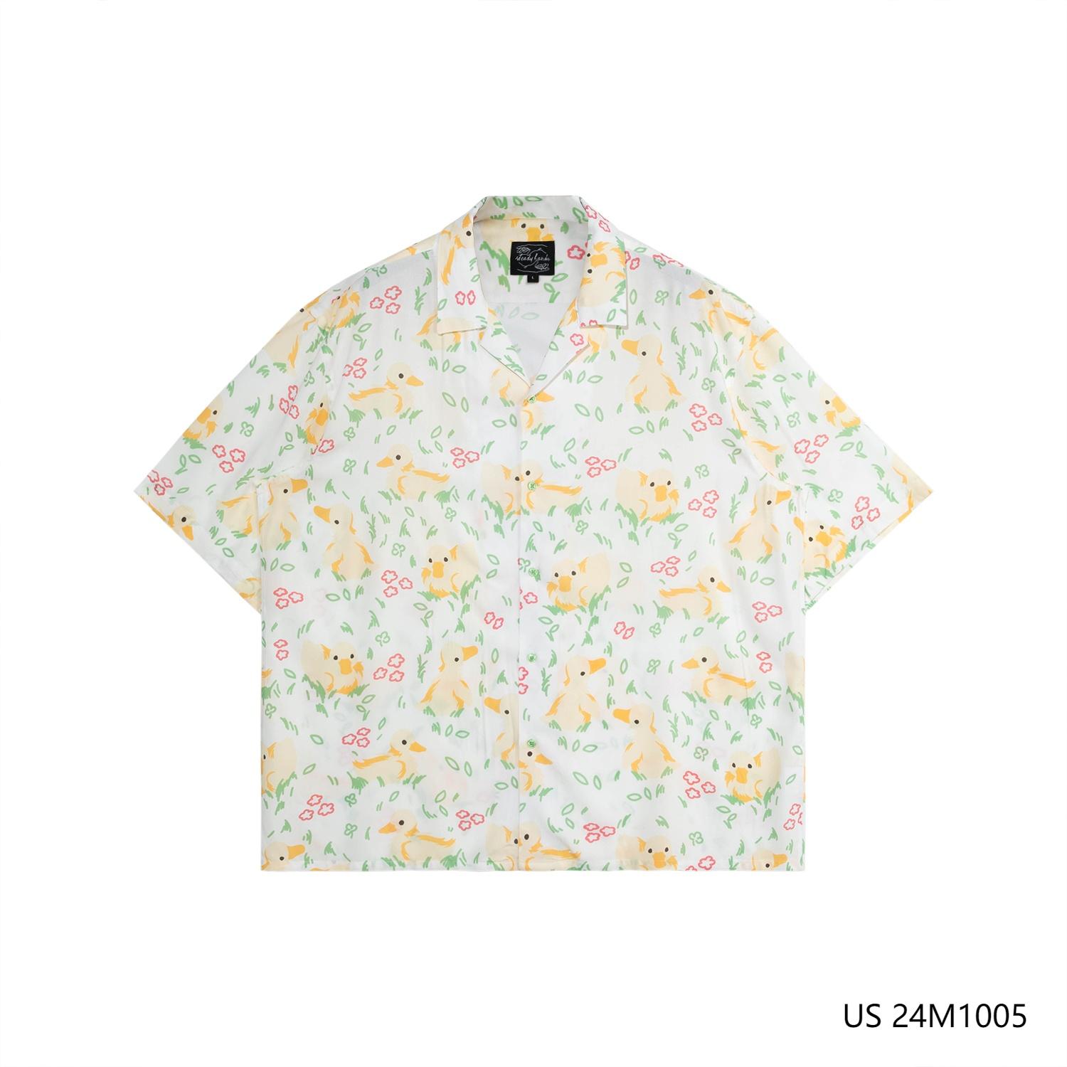 Men's 100% Rayon Printed Short Sleeve Button Down Shirts