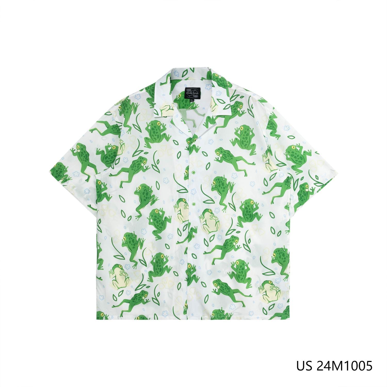 Men's 100% Rayon Printed Short Sleeve Button Down Shirts